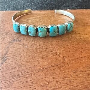 Blue bird Turquoise Sterling Silver Cuff Bracelet